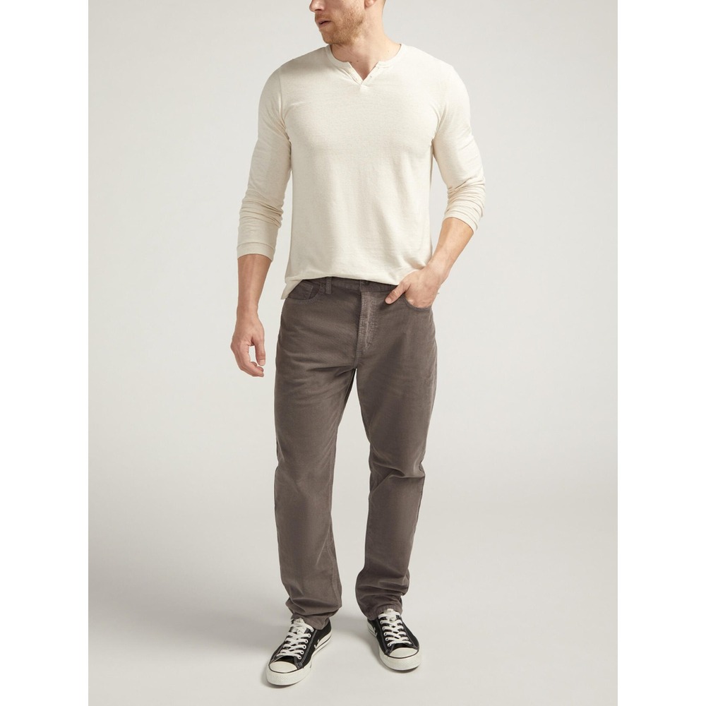 Silver Jeans Co Eddie 40x32 Men's Athletic Fit Tapered Corduroy Pants Coffee
